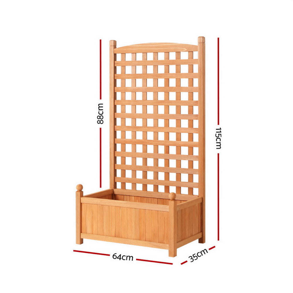 Green Fingers 2X Garden Bed Wooden Planter Raised Box Container Trellis