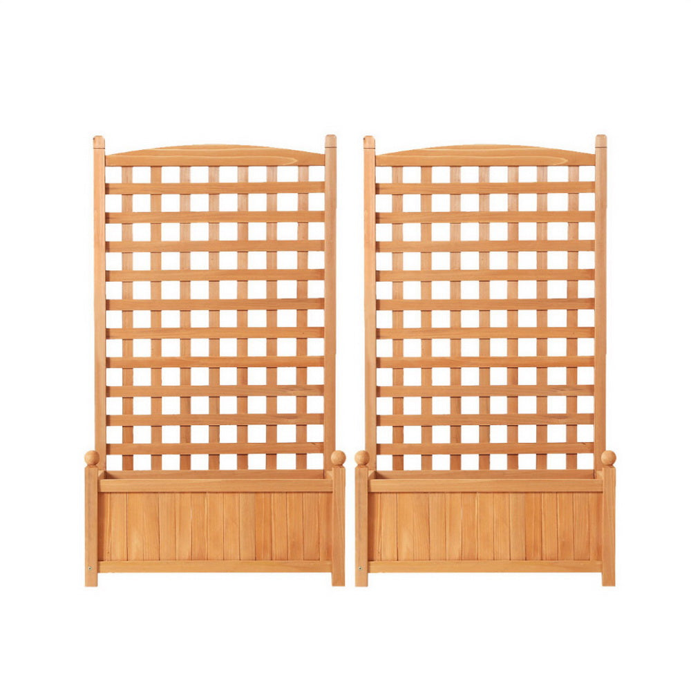 Green Fingers 2X Garden Bed Wooden Planter Raised Box Container Trellis