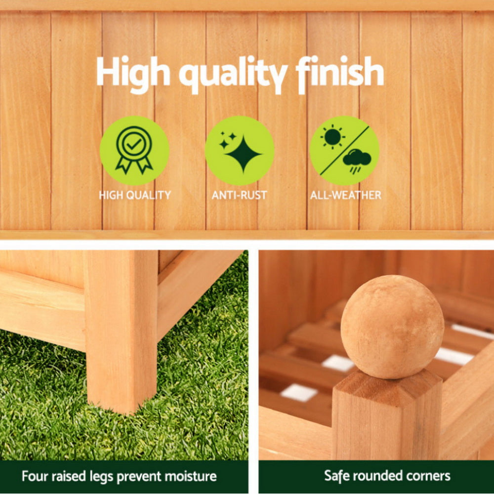 Green Fingers 2X Garden Bed Wooden Planter Raised Box Container Trellis