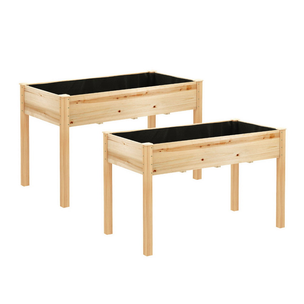 Green Fingers Raised Garden Bed 2x Elevated Wooden Planter Box Container