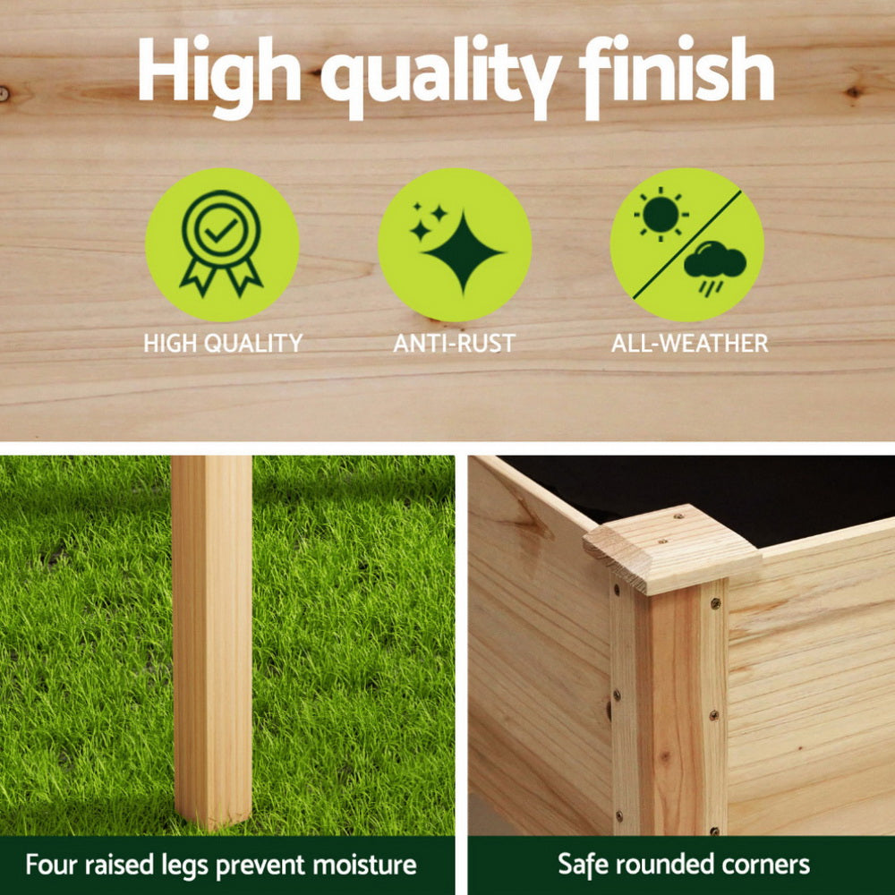Green Fingers Raised Garden Bed 2x Elevated Wooden Planter Box Container
