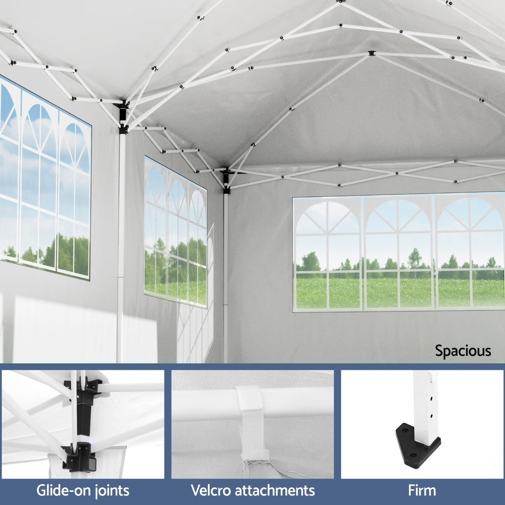 Instahut Gazebo 3x6m Pop Up Marquee Wedding Party Outdoor Camping Canopy Grey