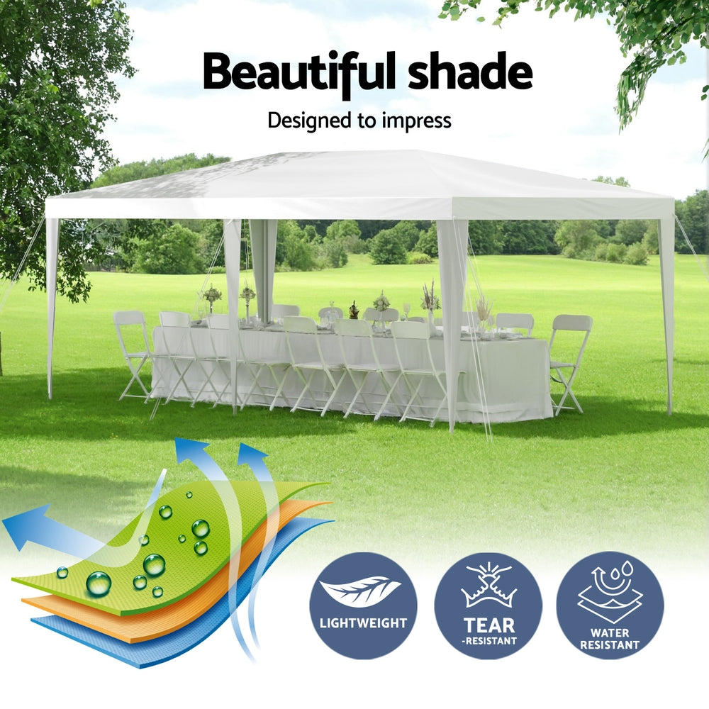 Instahut Gazebo 3x6m Wedding Party Marquee Tent Outdoor Event Camping Canopy Shade White
