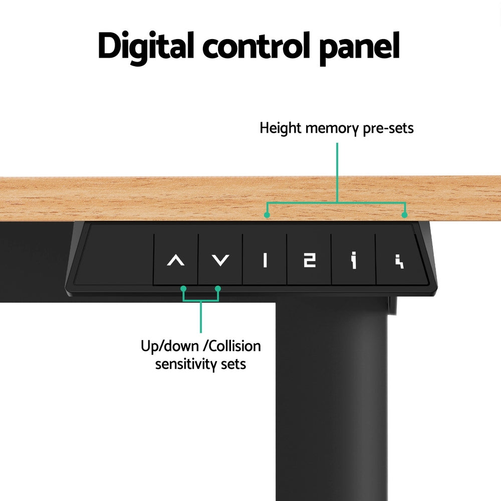 Artiss Electric Standing Desk 140cm Adjustable Height Motorised Home Office Desk Oak Black