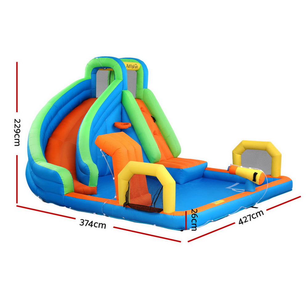 AirMyFun Kids Inflatable Pool Water Slide Cannon Splash Park Castle Outdoor Toys