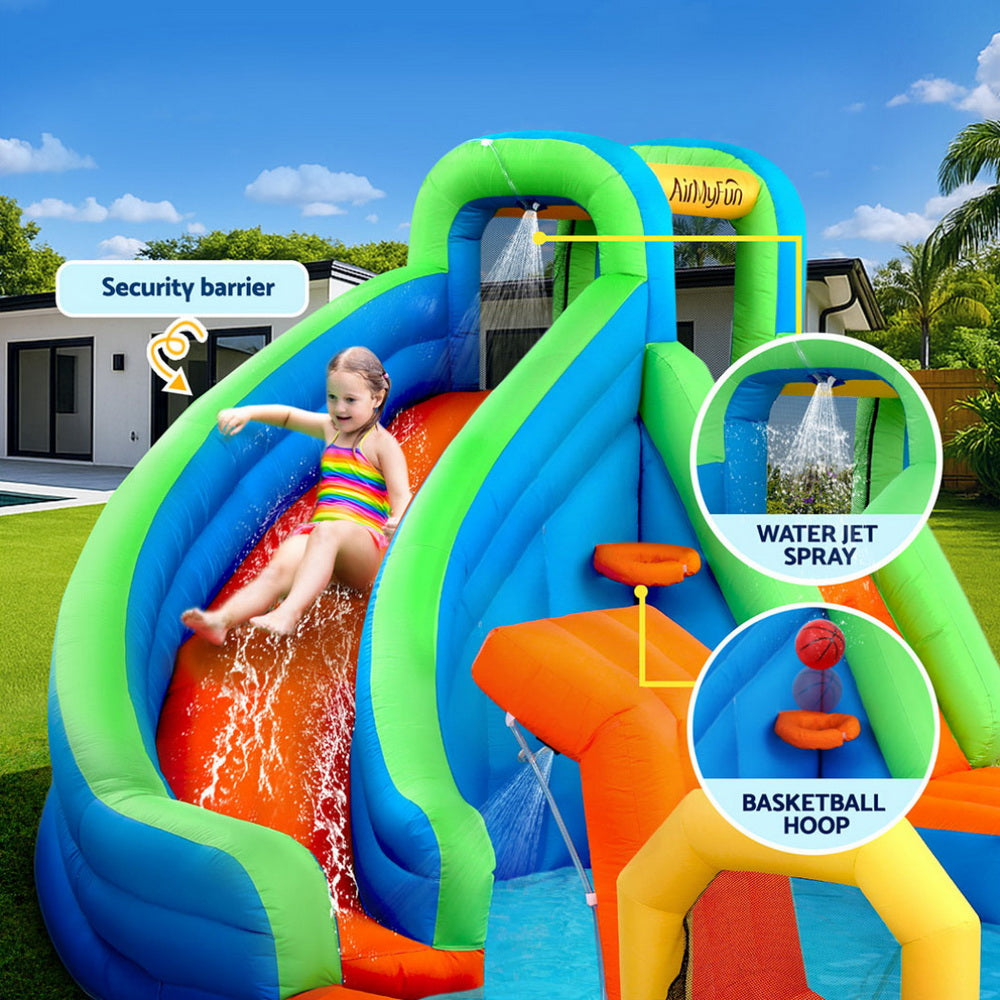 AirMyFun Kids Inflatable Pool Water Slide Cannon Splash Park Castle Outdoor Toys