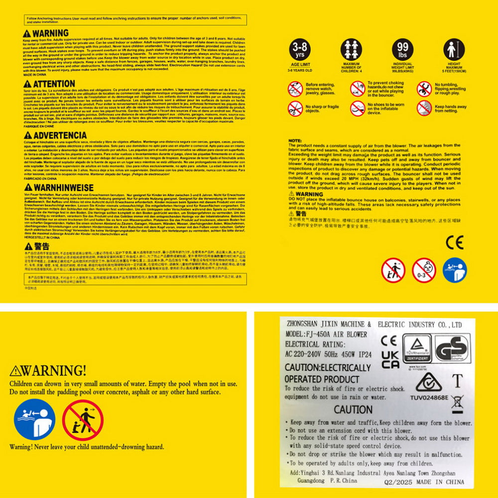 AirMyFun Kids Inflatable Pool Water Slide Cannon Splash Park Castle Outdoor Toys