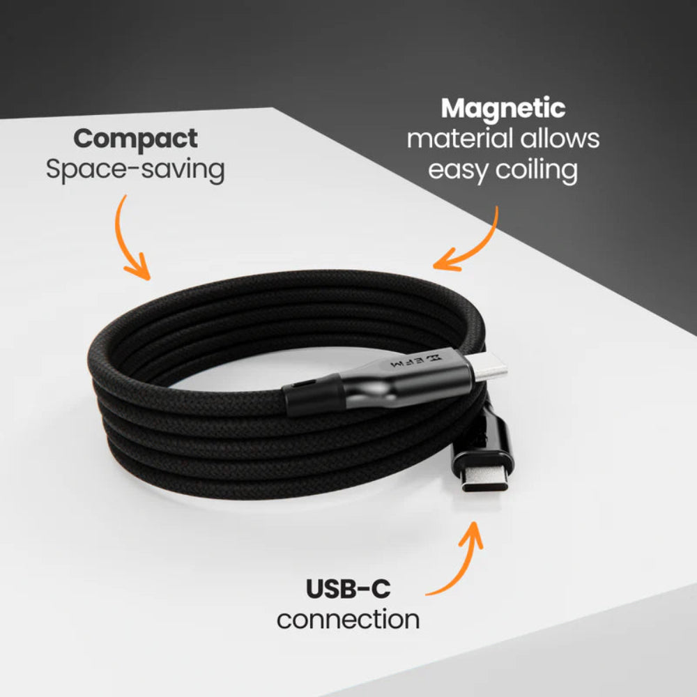 EFM Mag-Coil USB-C to USB-C Cable with Magnetic Self-Coiling 2M