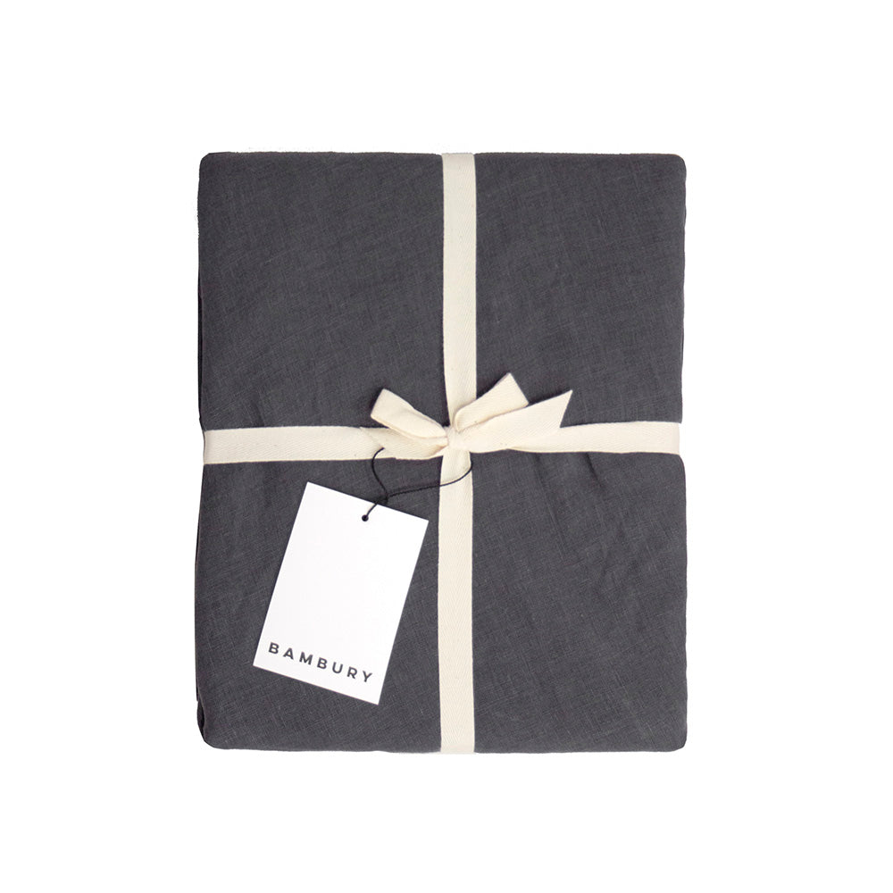 Bambury Linen Round Tablecloth - Charcoal