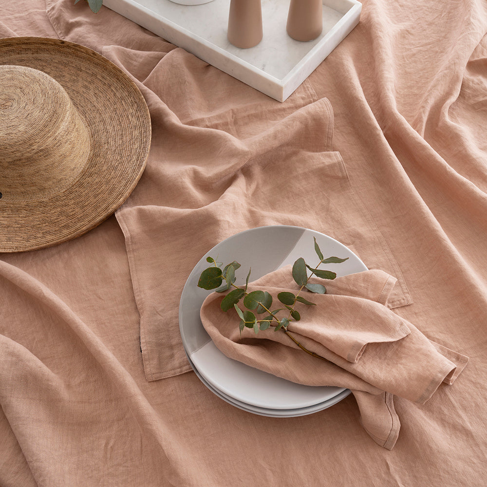 Bambury French Flax Linen Rectangle Tablecloth