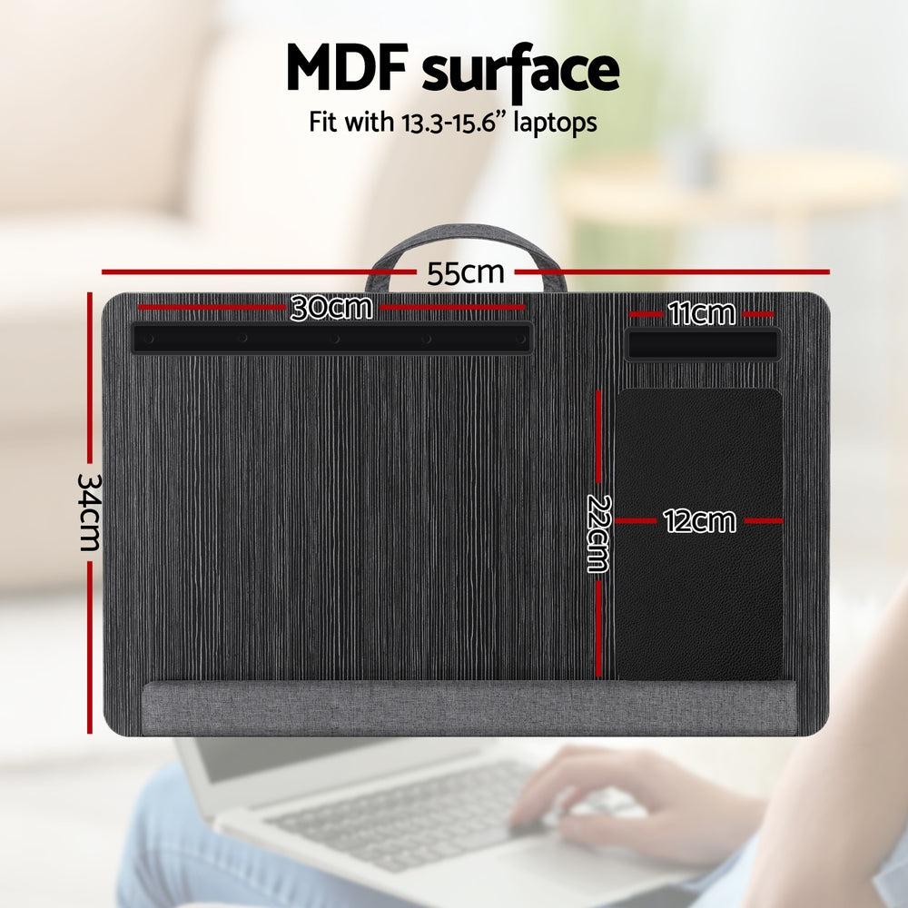 Artiss Portable Lap Desk 55cm for 13.3–15.6" Laptops w/ Mouse Pad & Phone Slot- Black