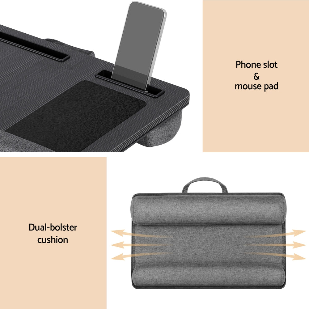 Artiss Portable Lap Desk 55cm for 13.3–15.6" Laptops w/ Mouse Pad & Phone Slot- Black