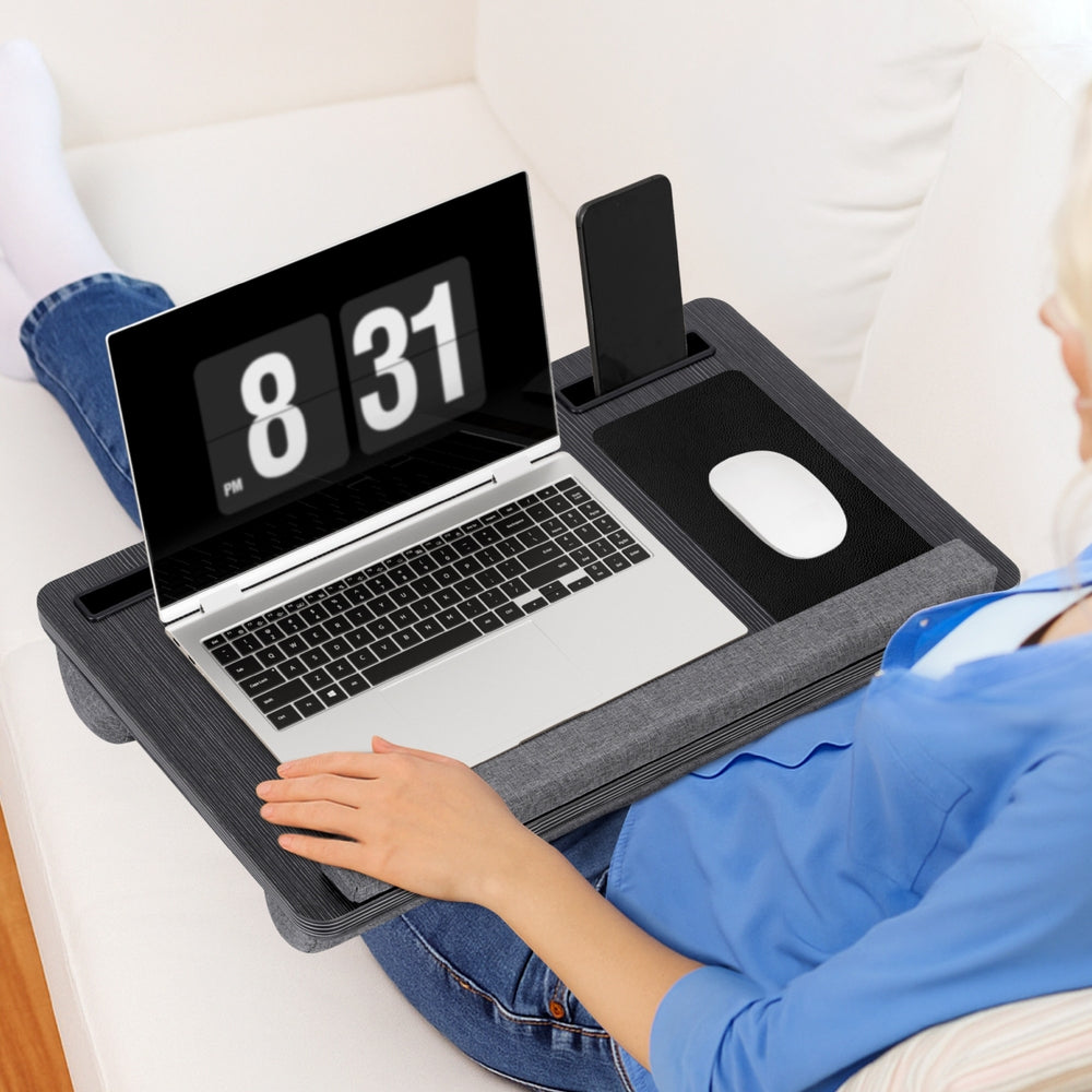 Artiss Portable Lap Desk 55cm for 13.3–15.6" Laptops w/ Mouse Pad & Phone Slot- Black