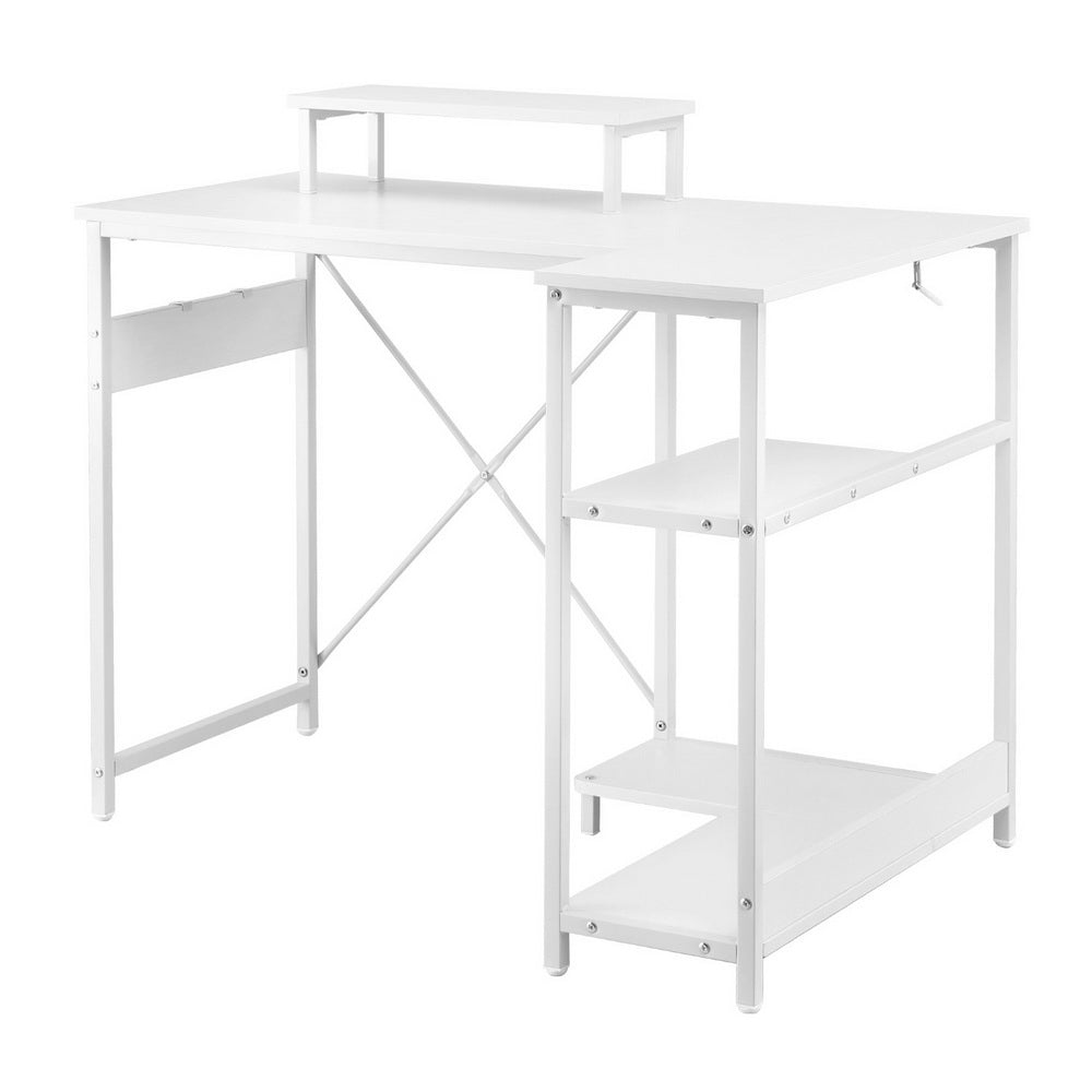 Artiss Computer Desk L-Shape Home Office Study Table Open Shelves White 100CM