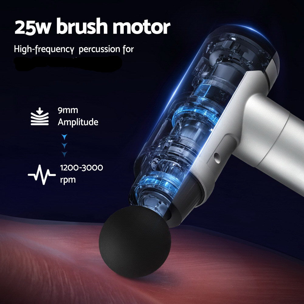 Everfit Massage Gun 30 Speed 6 Heads Vibration Muscle Massager Chargeable Black