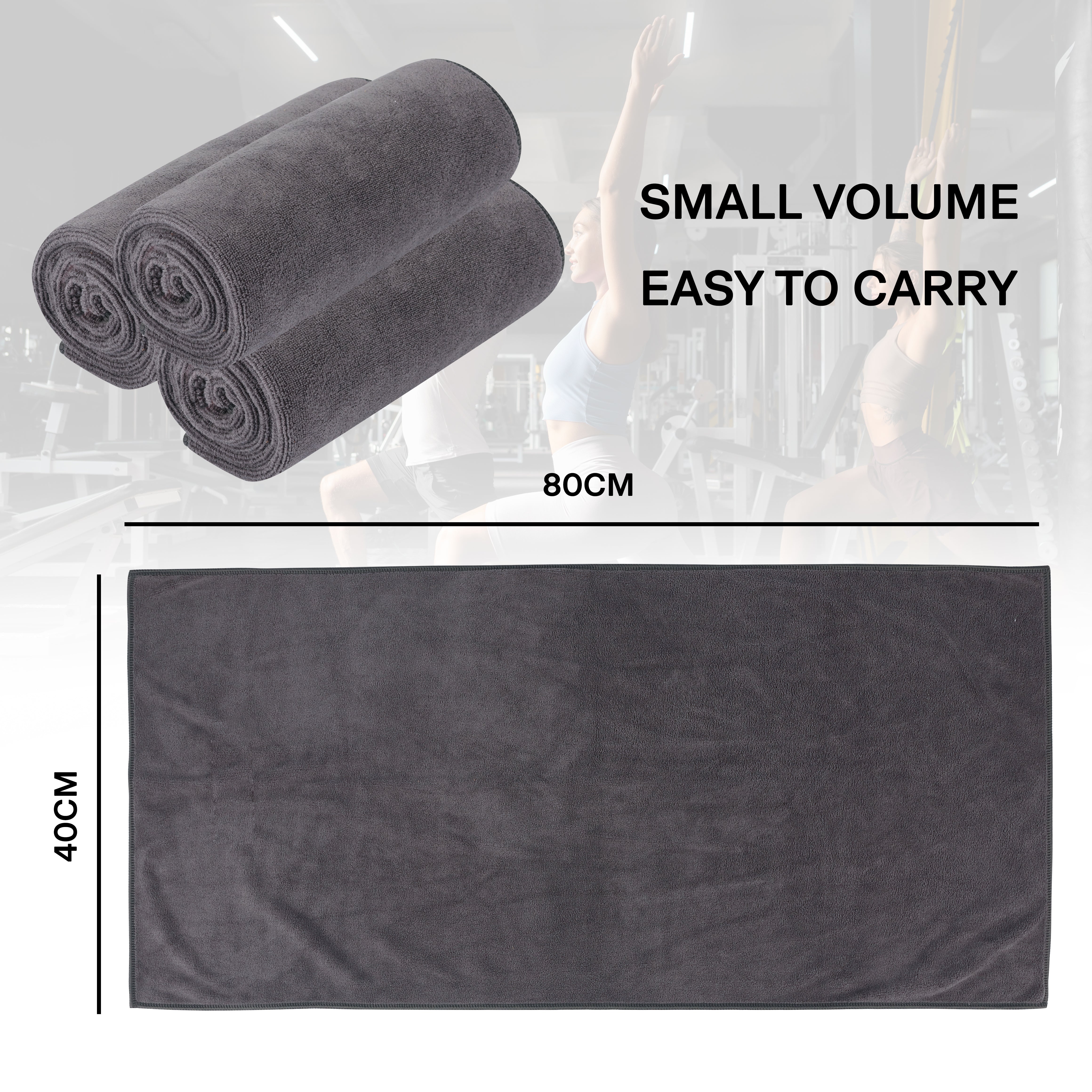 Gymeek Microfiber Gym Towel Set Quick Dry, Lightweight & Compact – 3-Pack Grey
