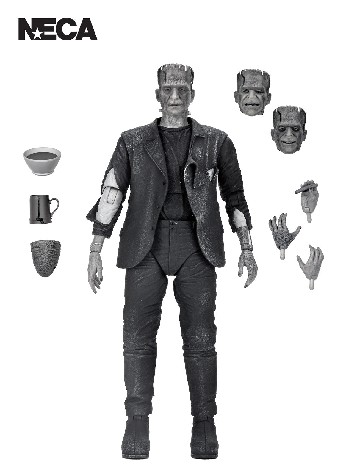 Frankenstein’s Monster B and W Ultimate Action Figure 7” by NECA with Accessories
