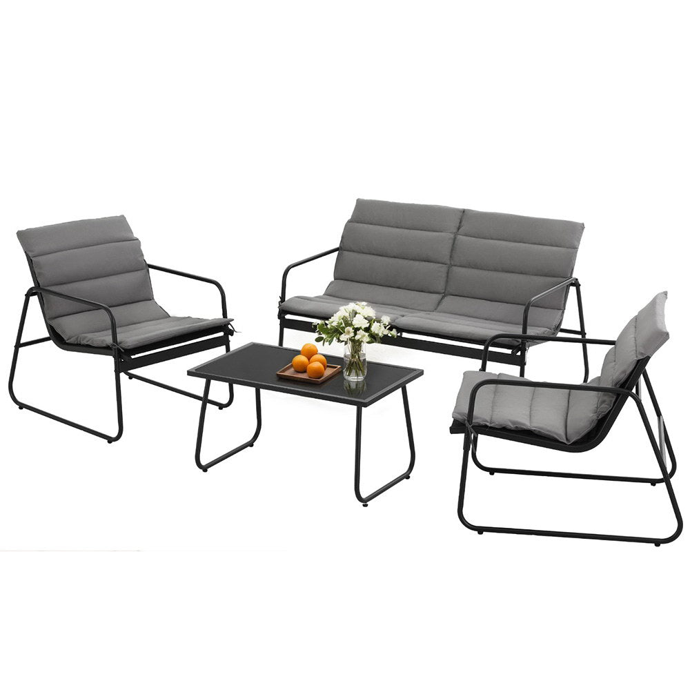 Gardeon 4PCS Outdoor Sofa Set Table and Chairs Cushion textilene Patio Furniture
