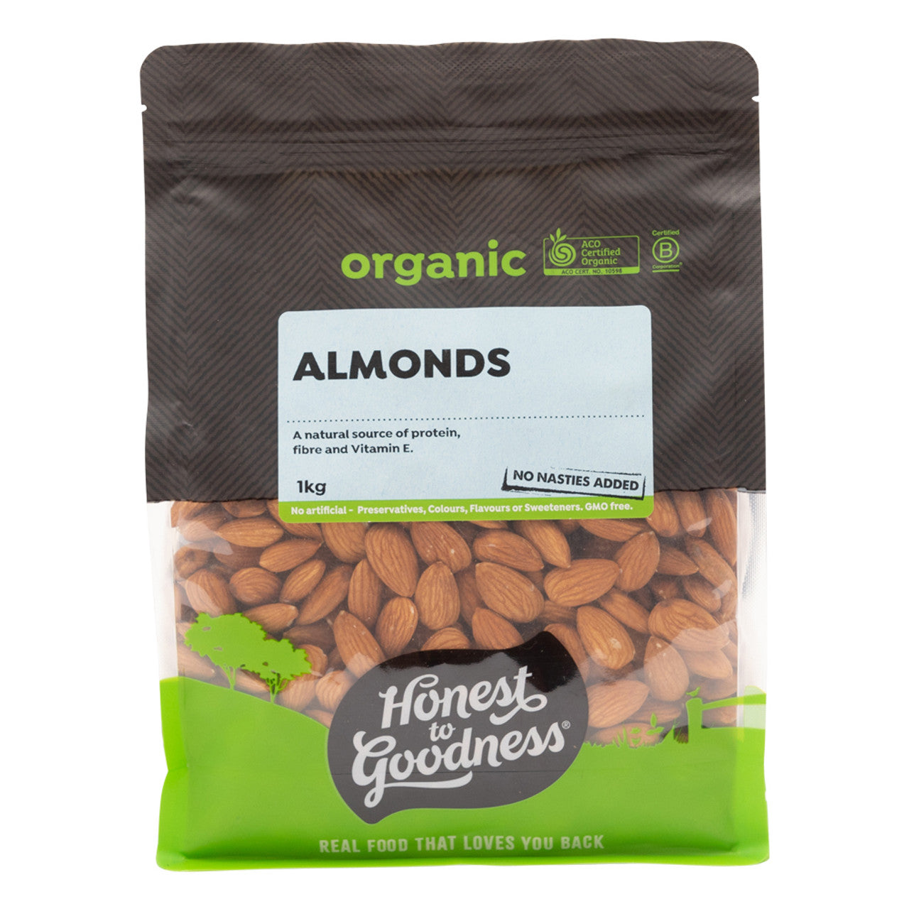 Honest to Goodness Organic Raw Almonds, 1 kg Pack