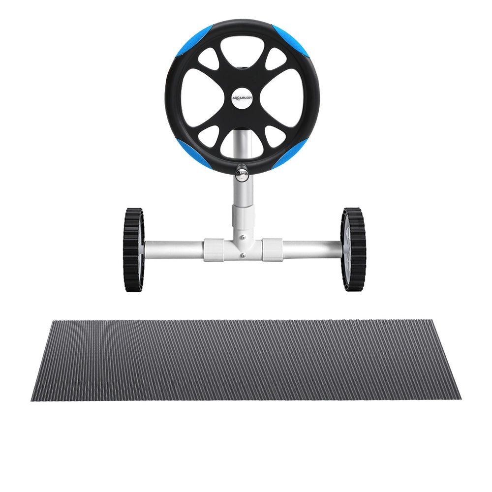 Aqua Buddy Pool Cover 600 Micron 10x4m w/ Roller 5.55m Black Solar Blanket