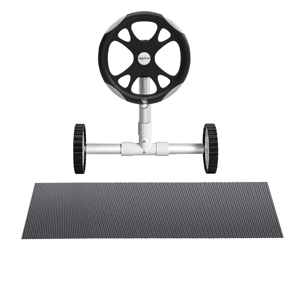 Aqua Buddy Pool Cover 600 Micron 11x4.8m w/ Roller 5.55m Swimming Pools Black Solar Blanket