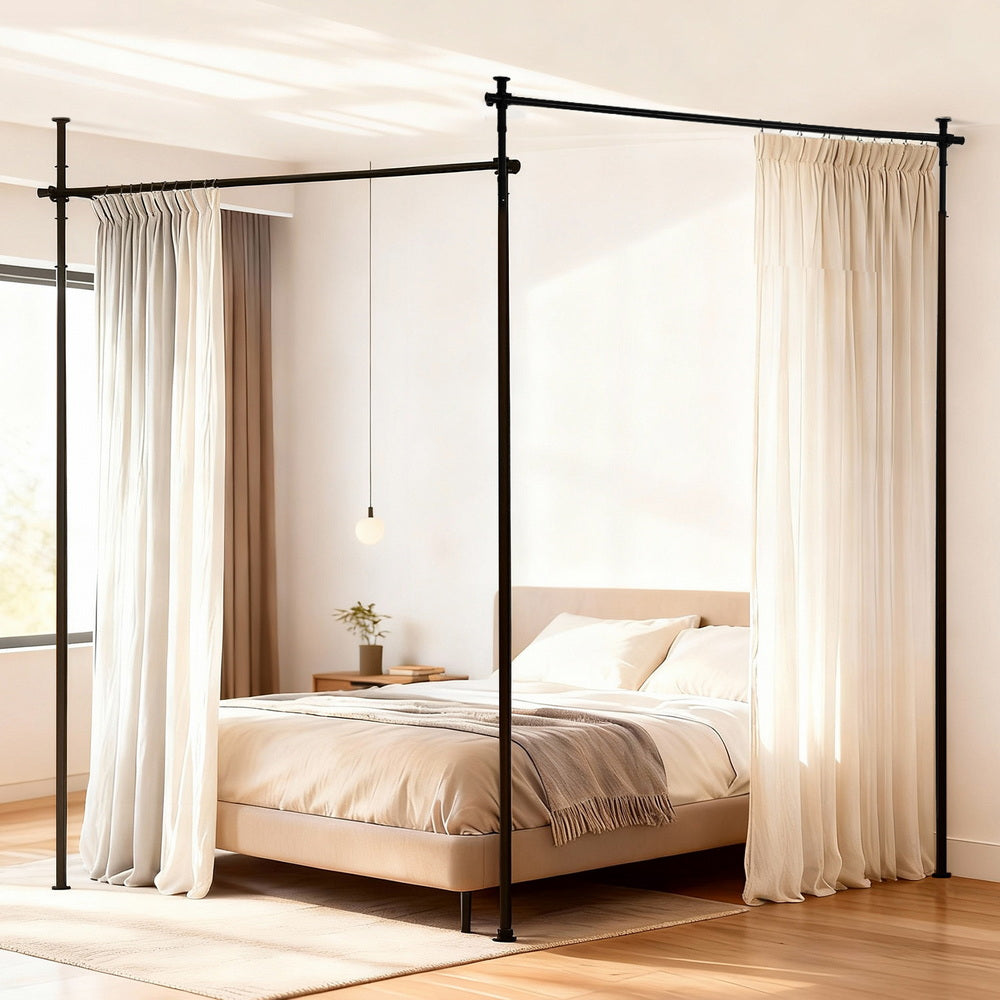 Artiss Room Divider Curtain Rod Extendable Black