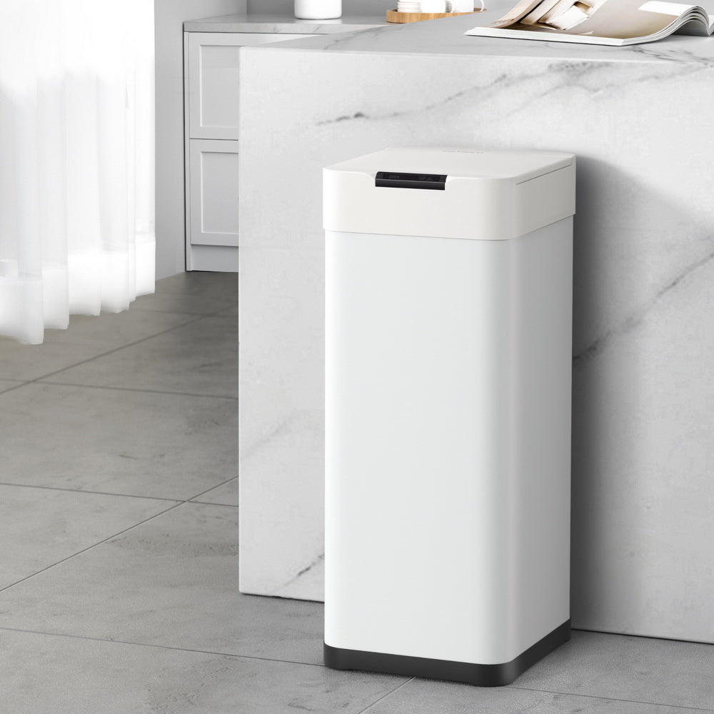 Devanti 50L Sensor Bin Motion Rubbish Bins Kitchen Automatic Trash Can White