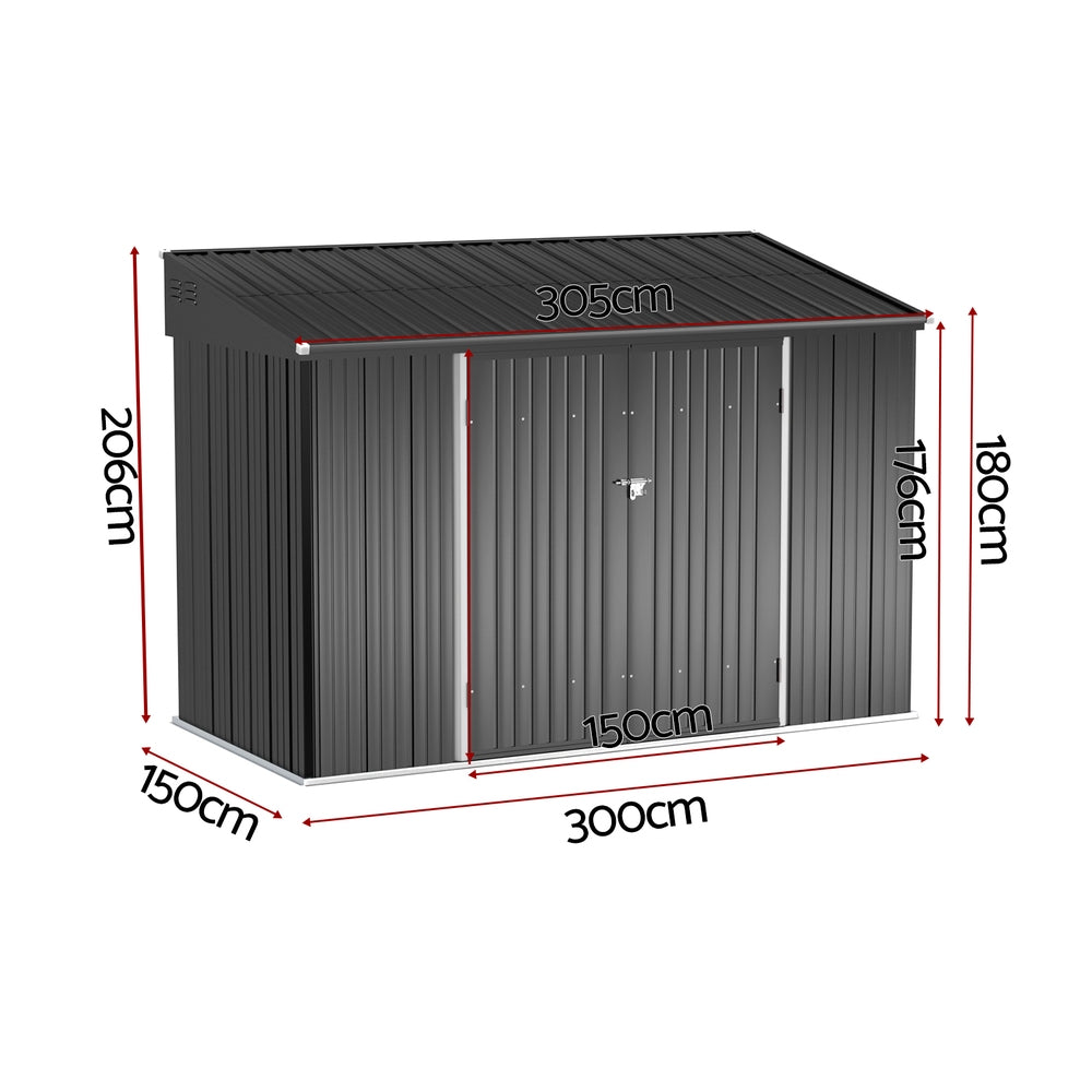 Giantz Garden Shed Galvanised Steel 3.05x1.5M Outdoor Storage Shed Workshop House Shelter