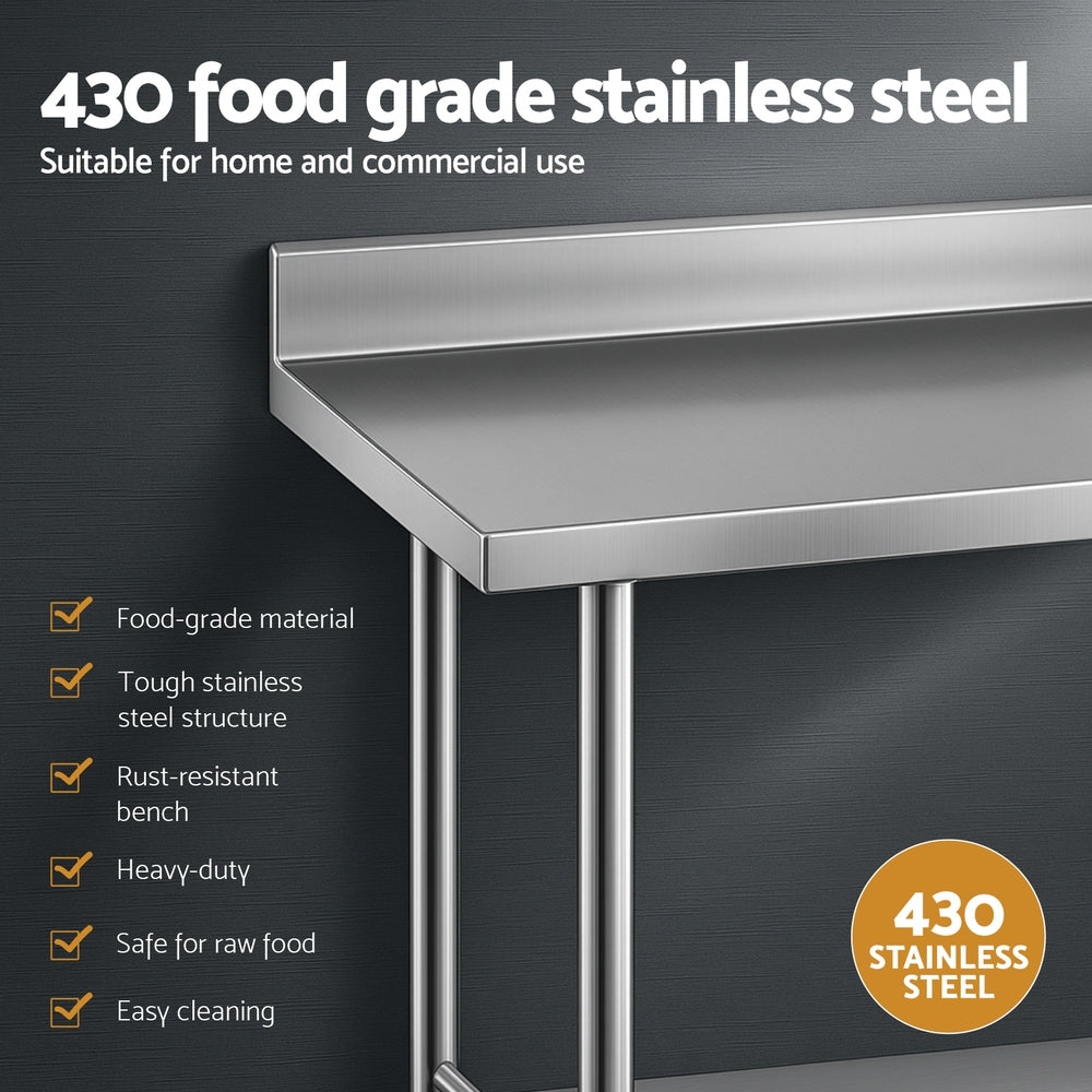 Cefito Stainless Steel  Kitchen  Bench w/ Splashback 1500x600MM