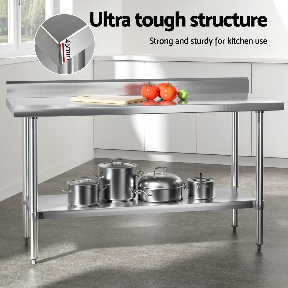 Cefito Stainless Steel  Kitchen  Bench w/ Splashback 1500x600MM