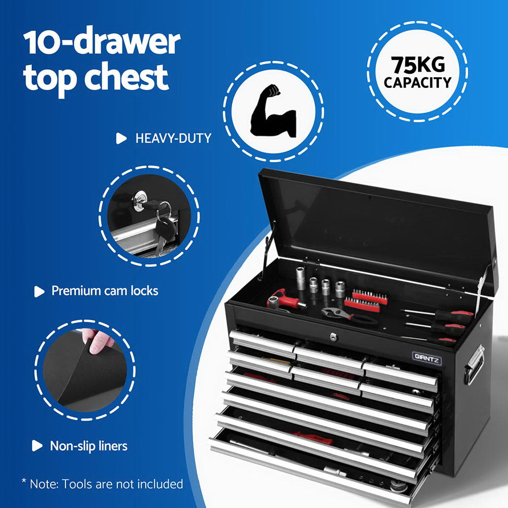 Giantz 15 Drawers Tool Chest Trolley Toolbox 2-in-1 Storage Black and Grey