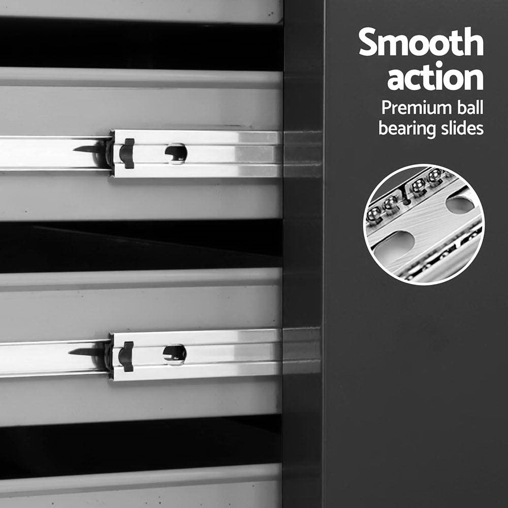 Giantz 15 Drawers Tool Chest Trolley Toolbox 2-in-1 Storage Black and Grey