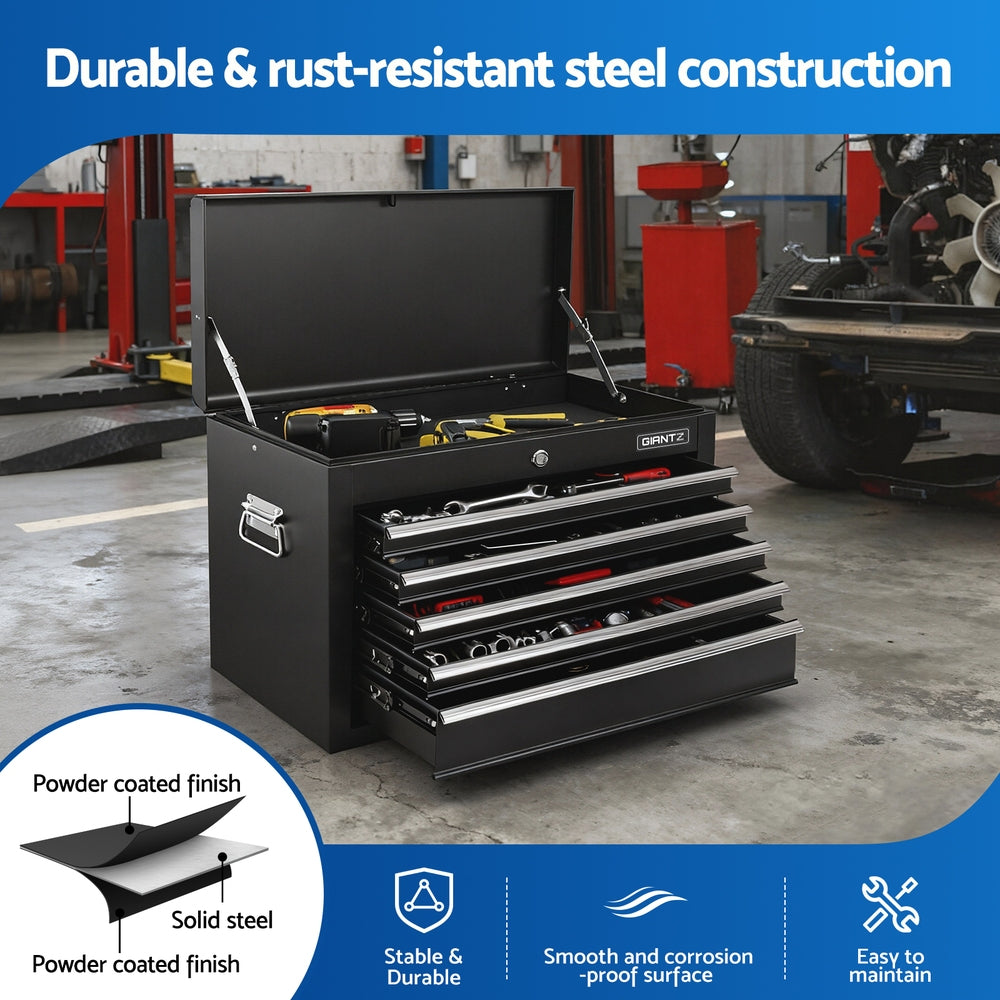 GIANTZ 5 Drawer Tool Chest Box Cabinet Lockable Garage Storage Organiser Black