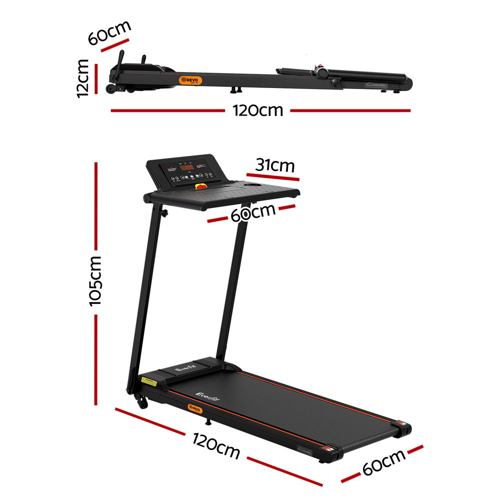 Everfit Treadmill Electric Walking Pad Foldable Incline for Home Office Gym Black