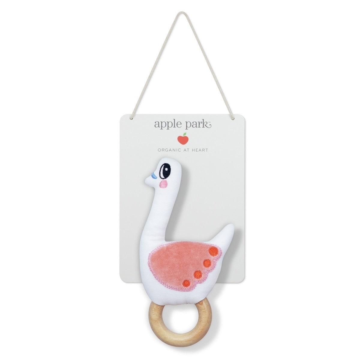 Apple Park Swan Soft Rattle Organic Baby Rattle Toy