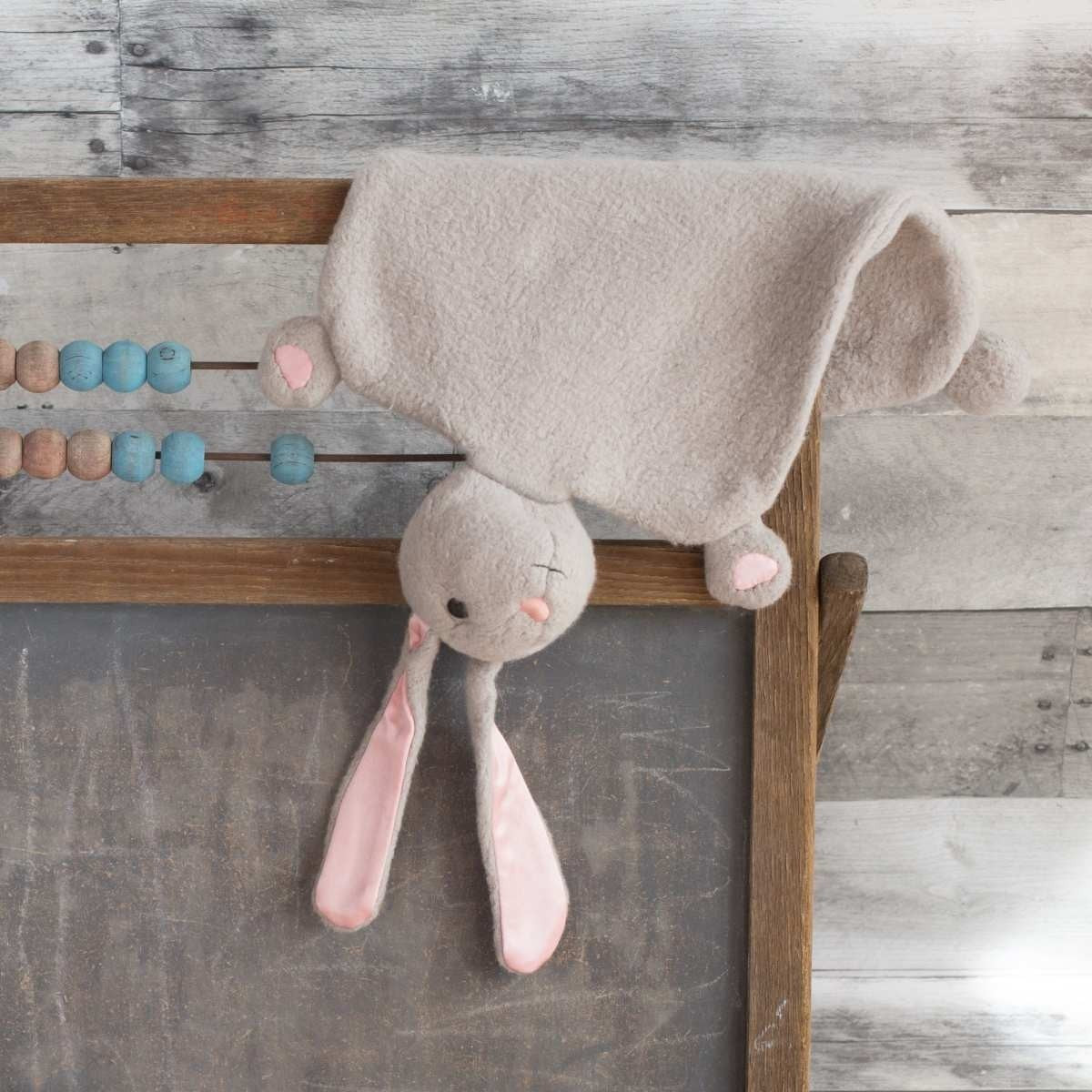 Apple Park Bunny Blankie Back Card  Organic Baby Security Blanket Gift Set