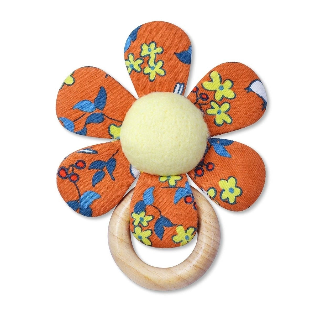 Apple Park Enchanted Leaves Orange Teething Rattle Organic Baby Teether Toy