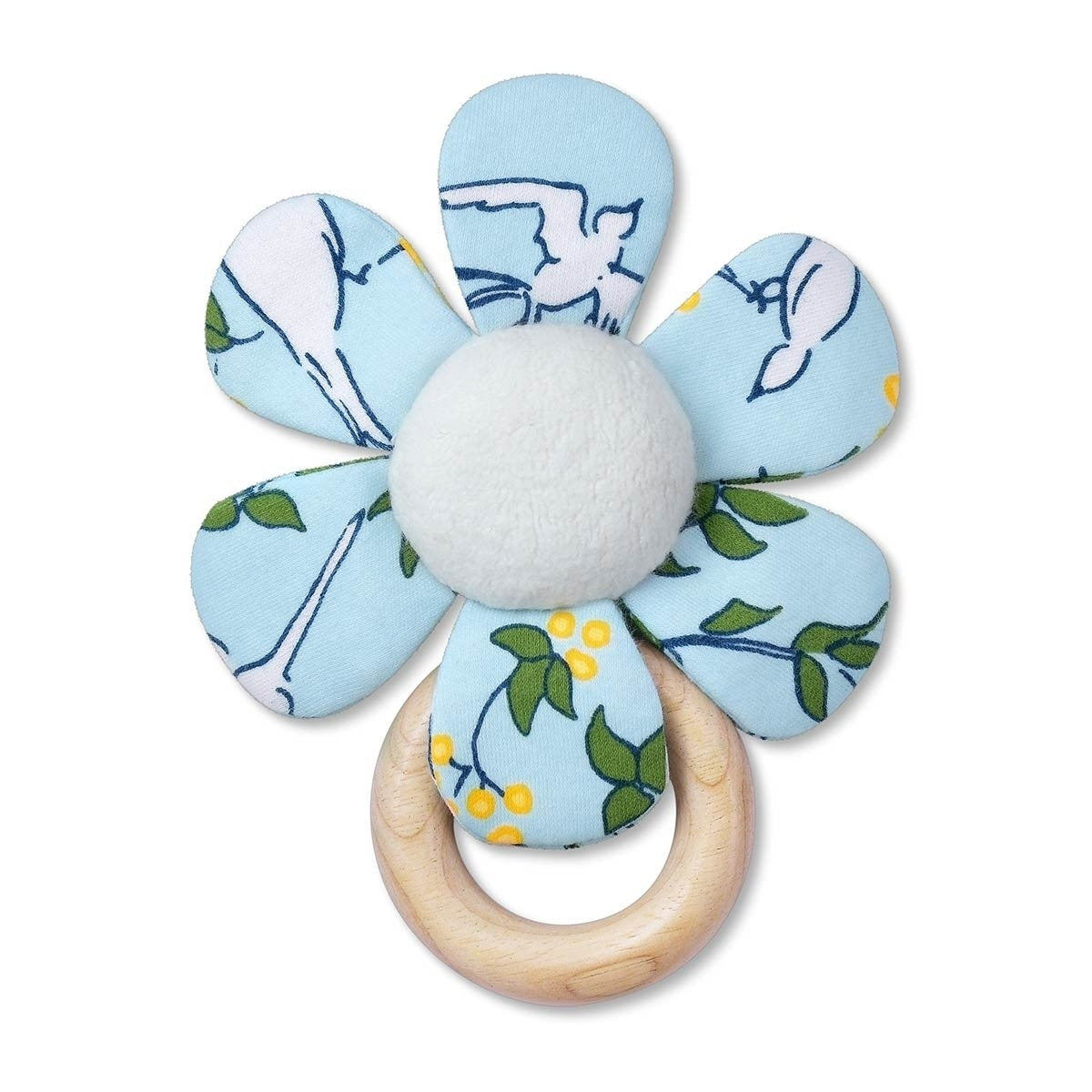 Apple Park Enchanted Leaves Teething Rattle  Blue Organic Baby Toy