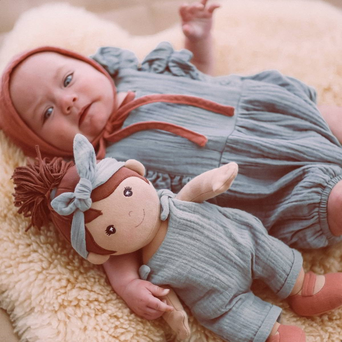 Apple Park Paloma in Teal Organic Doll  Eco-Friendly Plush Toy