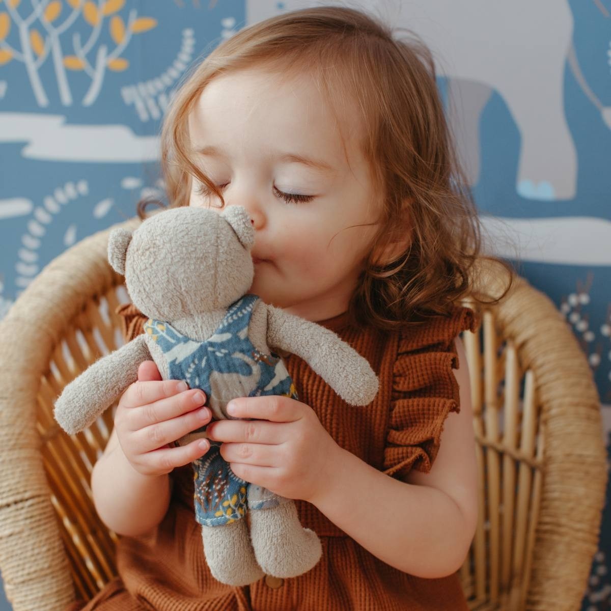 Apple Park Safari Party Grey Bear Organic Plush Toy for Babies