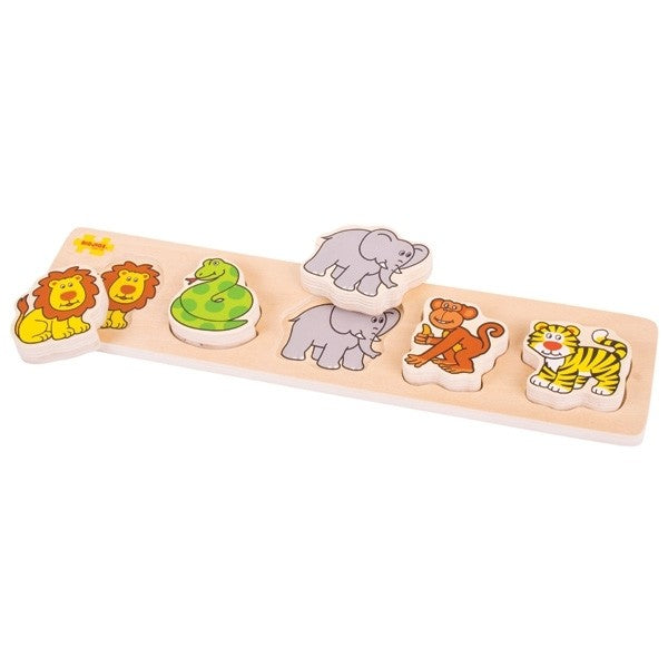 Bigjigs Toys Safari Chunky Match Lift Puzzle Educational Toy for Kids