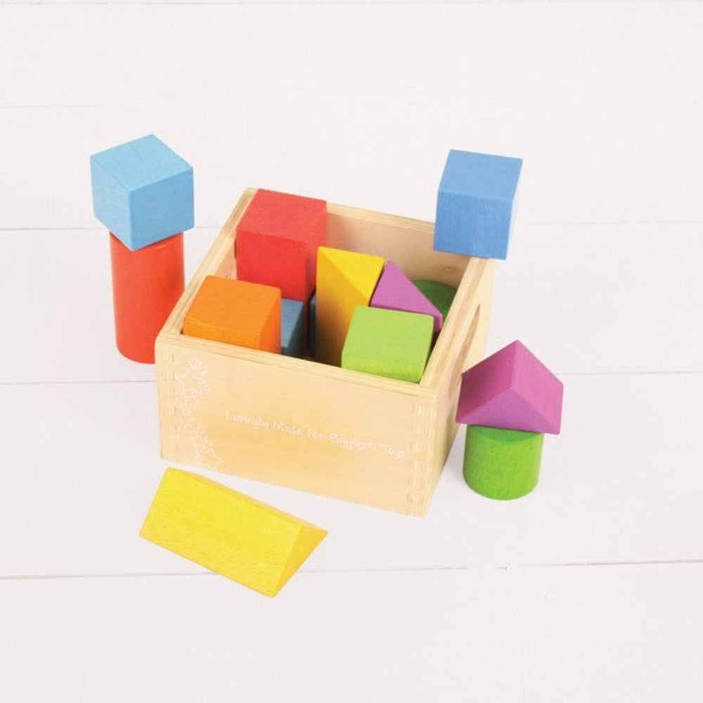 Bigjigs Toys Wooden First Building Construction Blocks Set for Toddlers