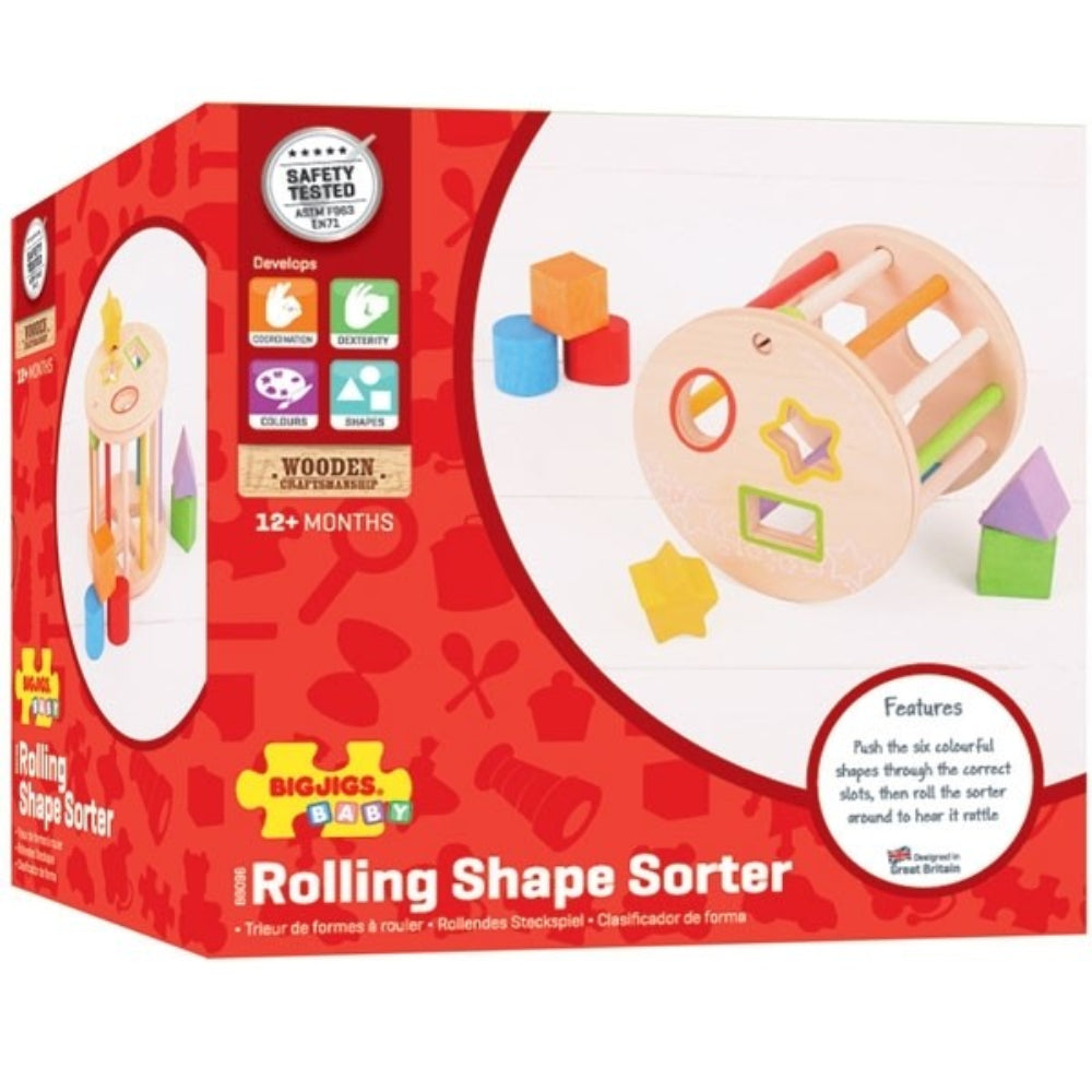 Bigjigs Toys First Rolling Shape Sorter Learning Toy for Toddlers