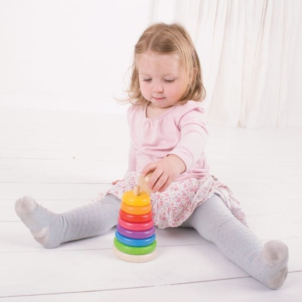 Bigjigs Toys Rainbow Stacker Wooden Stacking Toy for Toddlers