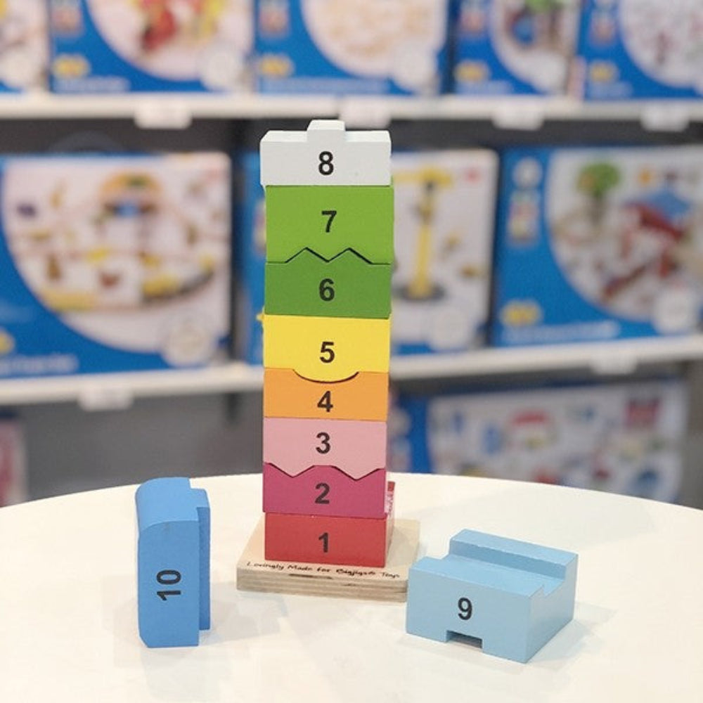 Bigjigs Toys Counting and Stacking Educational Wooden Number Tower for Kids