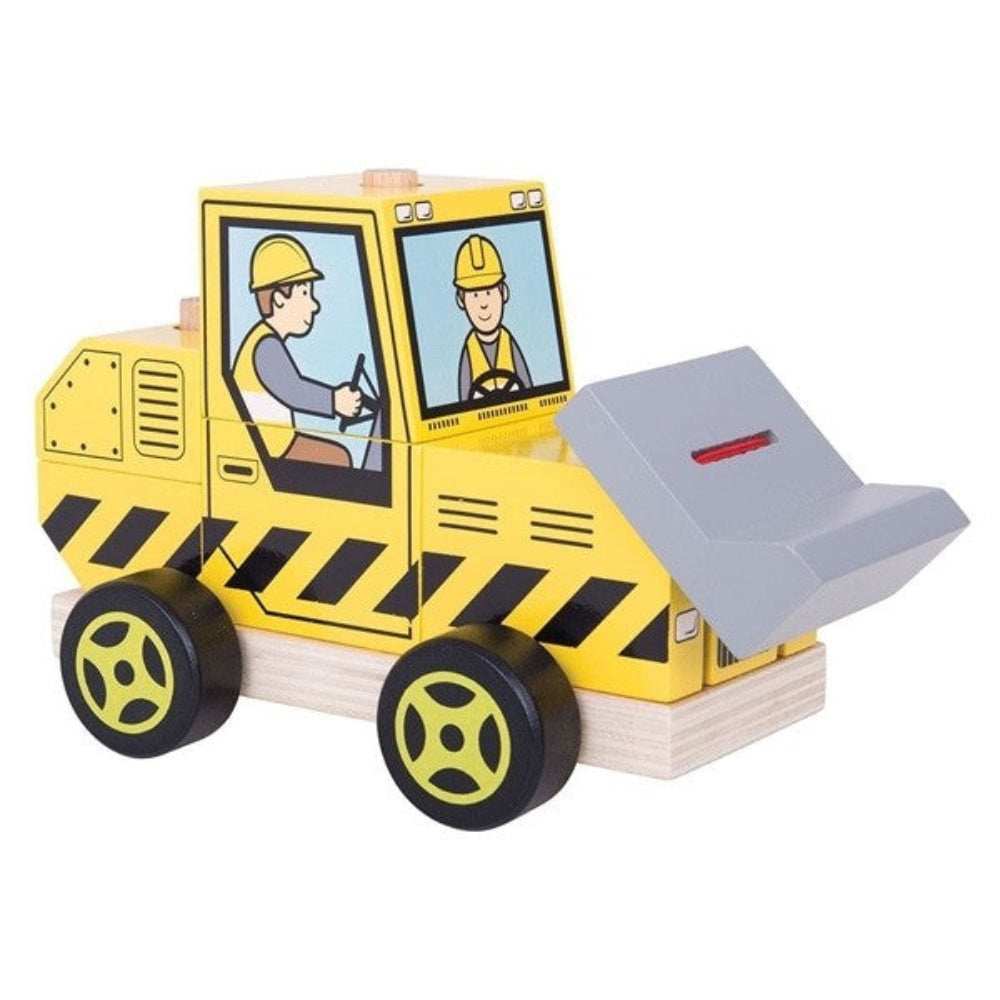Bigjigs Toys Wooden Stacking Bulldozer Toy for Kids