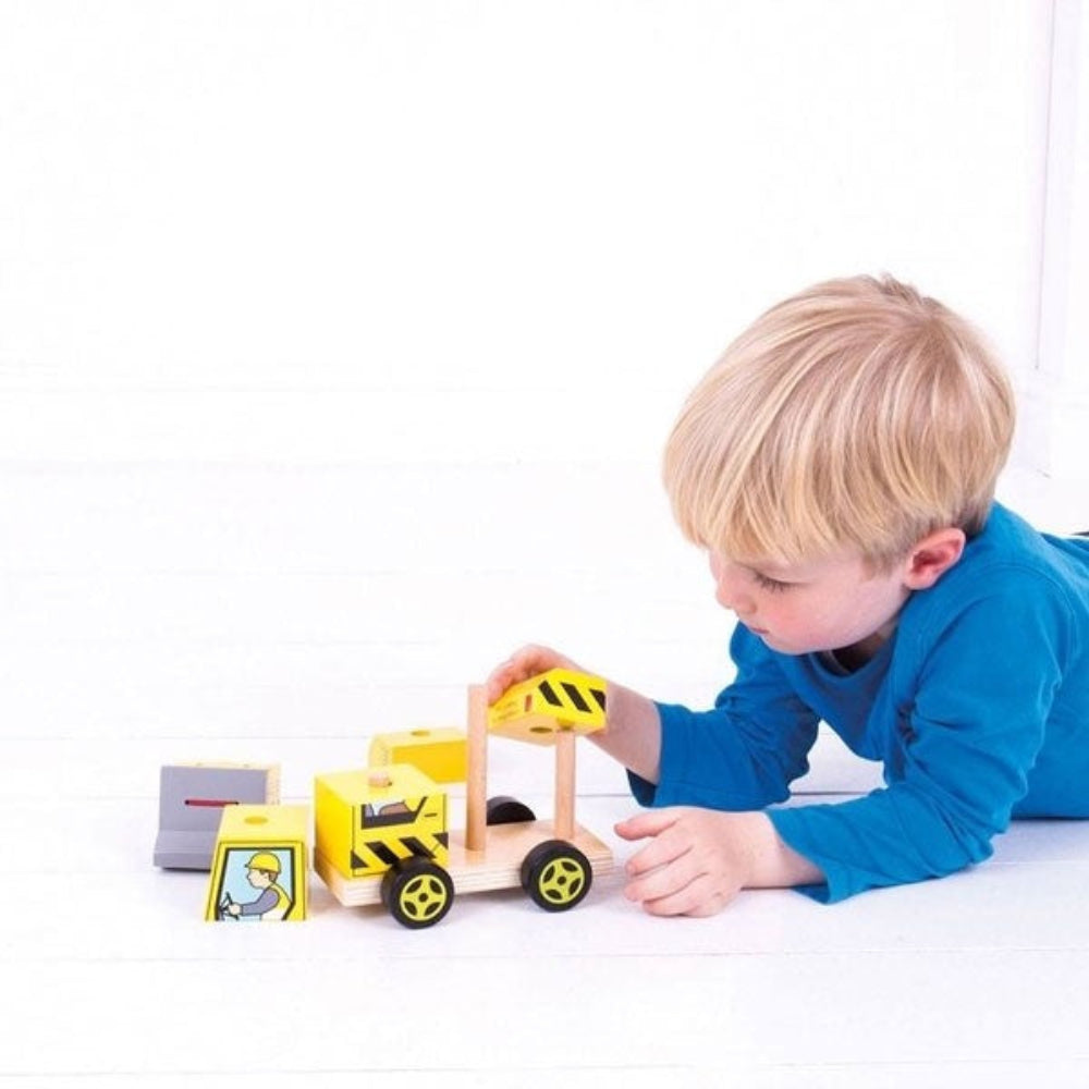 Bigjigs Toys Wooden Stacking Bulldozer Toy for Kids