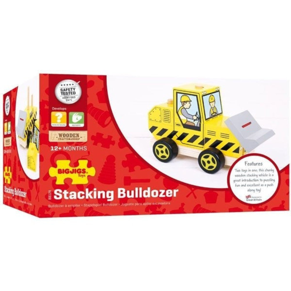 Bigjigs Toys Wooden Stacking Bulldozer Toy for Kids
