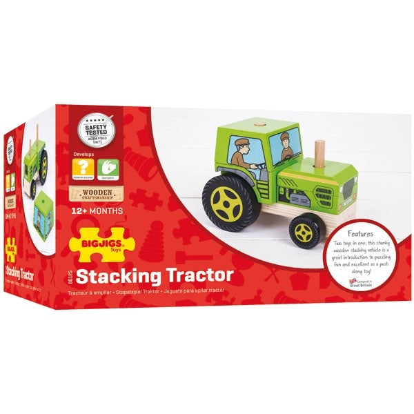 Bigjigs Toys Stacking Tractor Wooden Stacking Toy for Kids