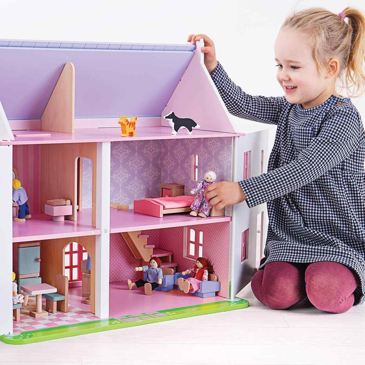 Bigjigs Toys Cottage Rose Dollhouse Miniature for Girls & Collectors